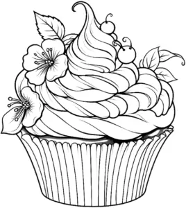 cupcake-ausmalbild-mit-blumen-und-toppings