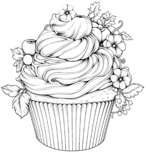 cupcake-mit-blumenglasur-ausmalbild