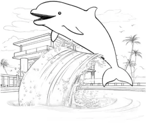 delfin-ausmalbild-in-einer-wassershow