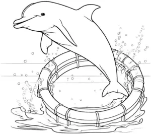 delfin-im-rettungsring-ausmalbild