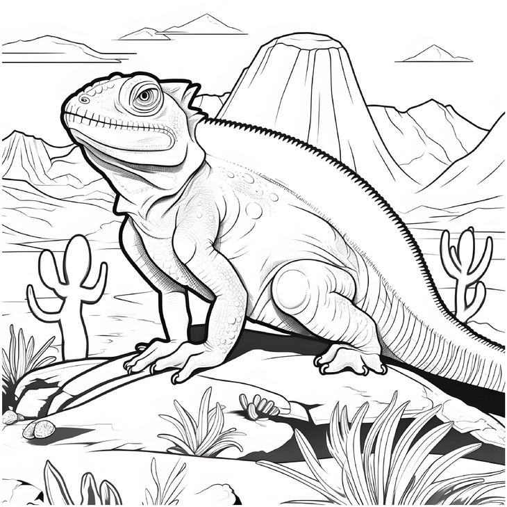 dinosaurier-ausmalbild-auf-berggipfel