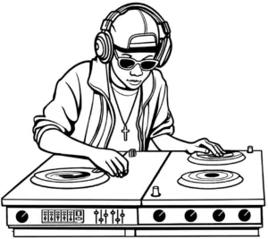 dj-mit-turntables-ausmalbild