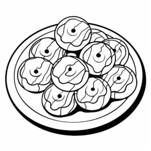 donuts-ausmalbild-auf-einem-teller