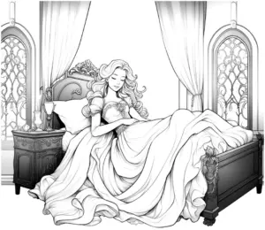 dornroeschen-im-schlafzimmer-ausmalbild