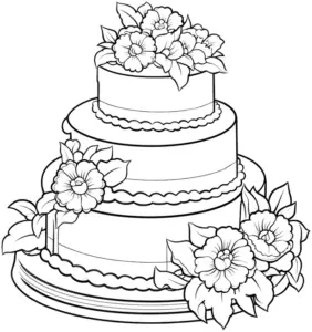 drei-stoeckige-hochzeitstorte-ausmalbild