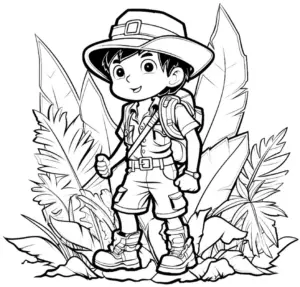 dschungel-entdecker-ausmalbild-mit-pflanzen