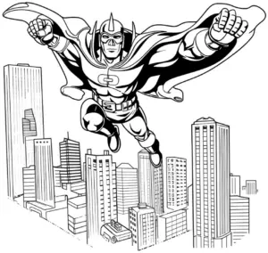dynamisches-ausmalbild-eines-fliegenden-superhelden-in-der-stadt