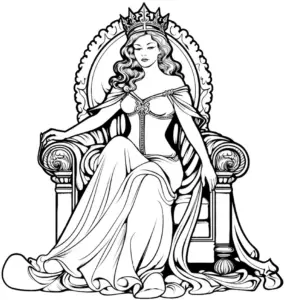 edle-koenigin-auf-thron-ausmalbild