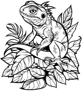 eidechse-auf-einem-ast-zwischen-blaettern