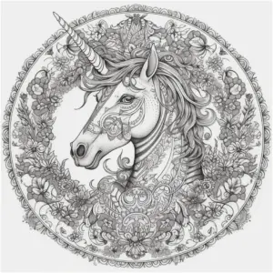 einhorn-ausmalbild-mit-blumenrahmen