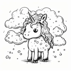 einhorn-in-wolken-mit-bubbles