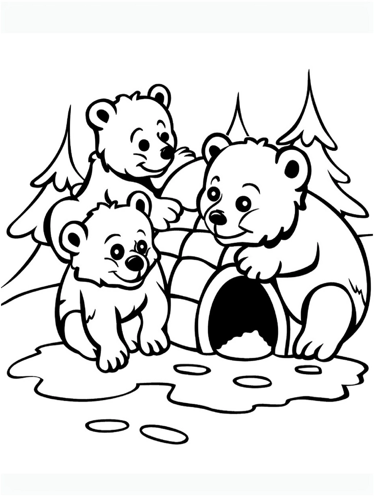 eisbaeren-in-winterlandschaft-ausmalbild