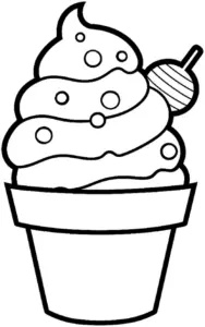 Eiscreme Ausmalbild mit bunten Streuseln