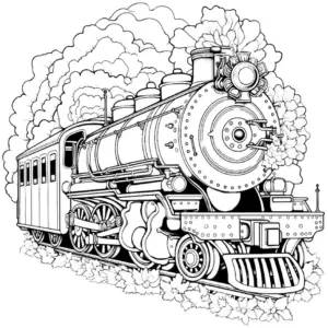 eisenbahn-ausmalbild-mit-dampflok-und-pflanzen