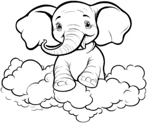 elefant-auf-wolken-ausmalbild-gesicht-oeffnen