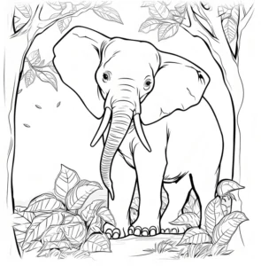 elefant-ausmalbild-in-der-natur