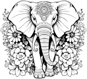 elefant-mit-blumen-ausmalbild