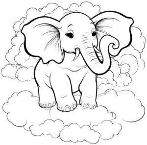 elefant-zwischen-wolken-ausmalbild
