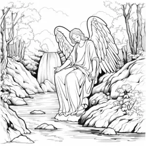 engel-am-wasserfall-ausmalbild
