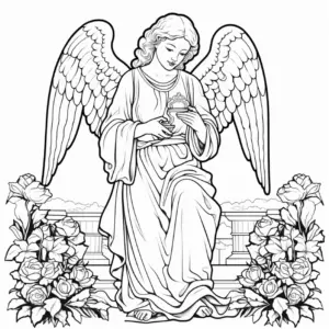 engel-mit-schaale-und-rosen-ausmalbild