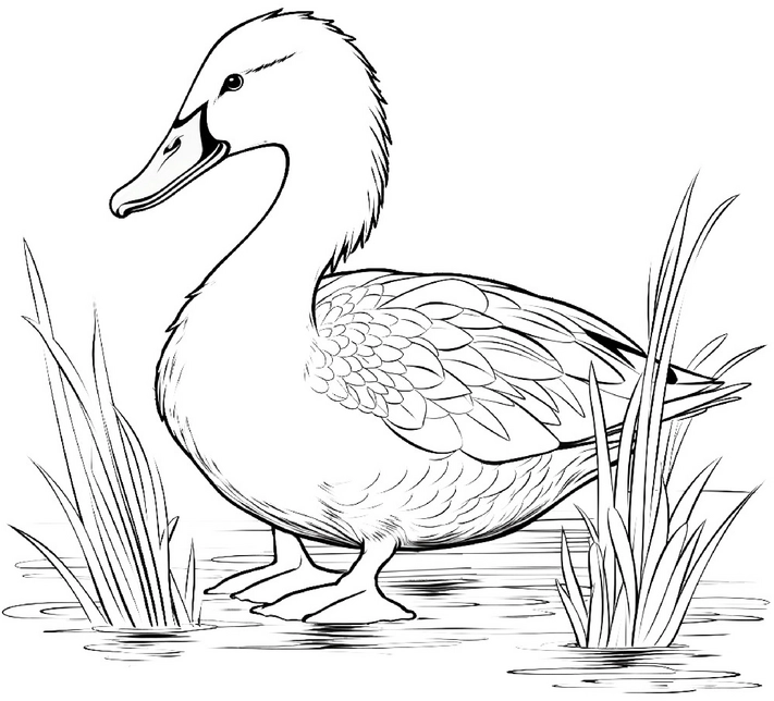 enten-ausmalbild-mit-graesern-am-wasser