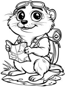 erdmaennchen-mit-karte-und-rucksack-ausmalbild