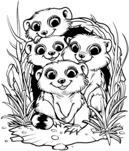 erdmaennchenfamilie-ausmalbild-natuerliche-umgebung