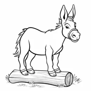 esel-auf-einem-baumstamm-ausmalbild
