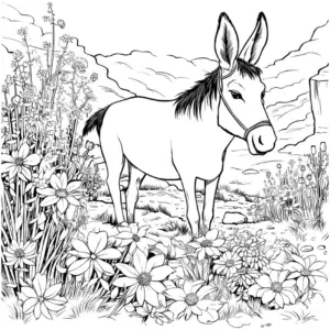 esel-in-blumenwiese-ausmalbild