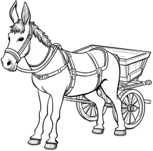 esel-mit-wagen-ausmalbild-vorlage