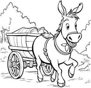 esel-mit-wagen-in-der-natur