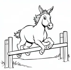 esel-springt-ueber-hindernis-ausmalbild