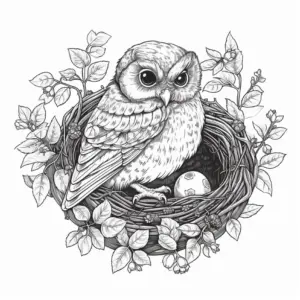 eule-im-nest-mit-ei-ausmalbild
