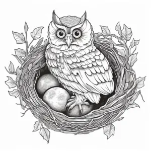 eule-im-nest-mit-eiern