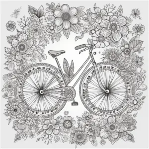 fahrrad-im-blumenrahmen-ausmalbild
