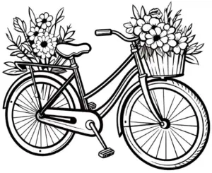 fahrrad-mit-blumenkorb-ausmalbild