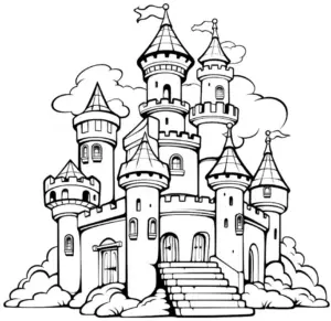 fantasieschloss-ausmalbild-mit-tuemern-und-wolken