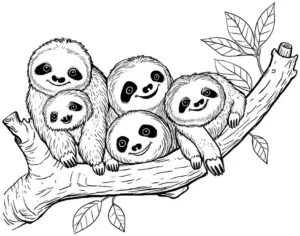 faultier-familie-auf-einem-ast