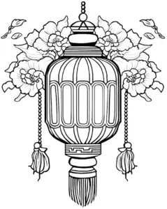 festliche-laterne-mit-blumen-ausmalbild