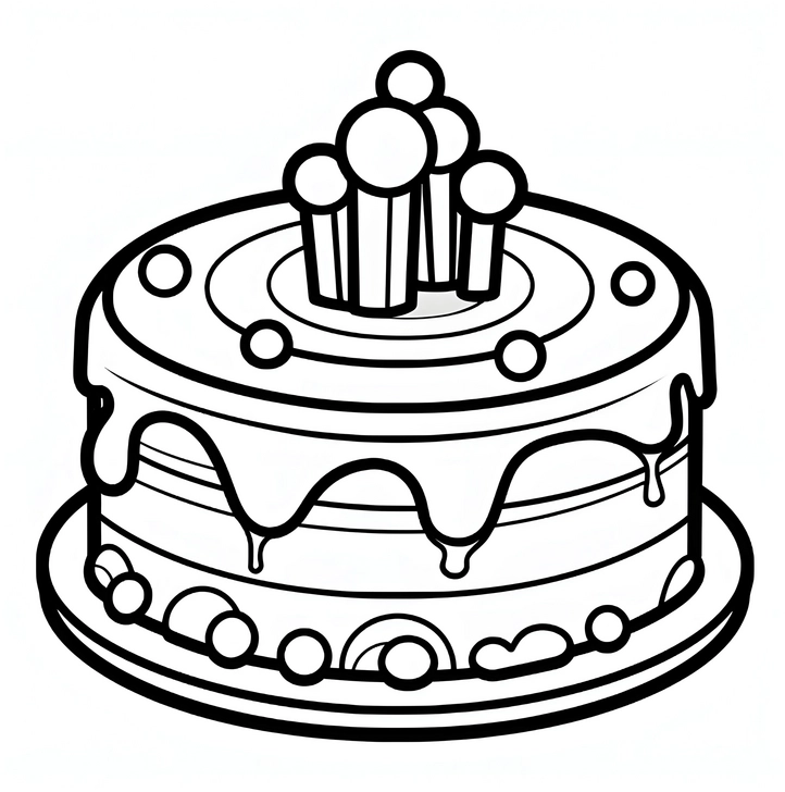 festlicher-kuchen-mit-kerzen-und-verzierungen