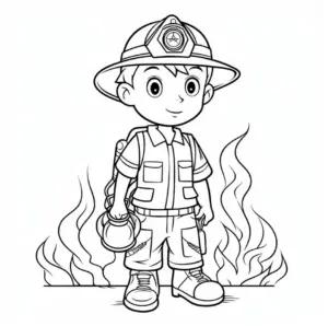 feuerwehrmann-ausmalbild-mit-flammen-im-hintergrund