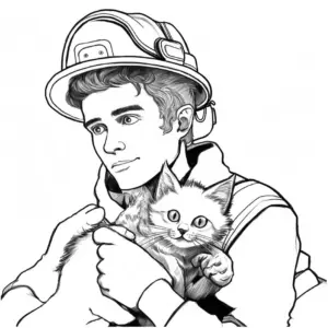feuerwehrmann-mit-katze-rettung-ausmalbild