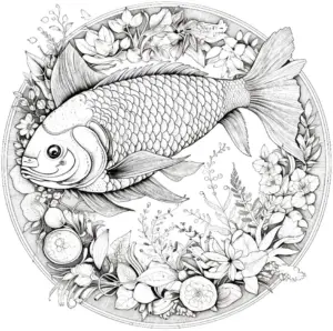 fisch-und-blumen-ausmalbild