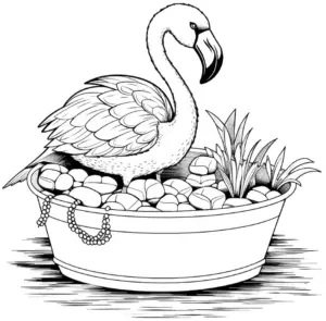flamingo-in-steinschale-ausmalbild
