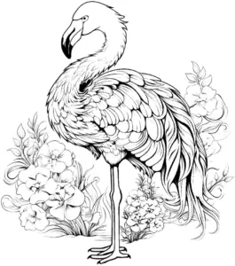 flamingo-mit-blumen-ausmalbild
