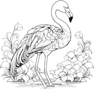 flamingo-und-blumen-ausmalbild