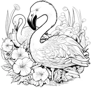 flamingos-in-bluender-natur-ausmalbild