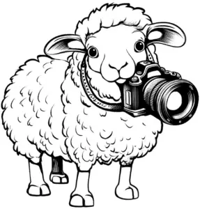 flauschiges-schaf-mit-kamera-ausmalbild