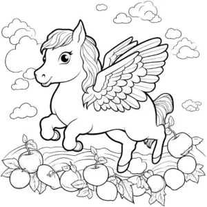 fliegender-pegasus-ueber-aepfeln