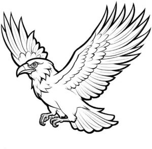 fliegendes-ausmalbild-mit-vogel-und-detailierten-fluegeln